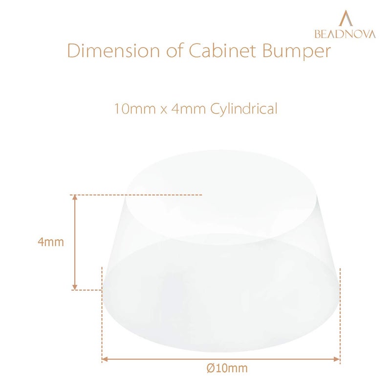 BEADNOVA Rubber Feet 100Pcs Silocone Pads Clear Frame Spacers Picture Bumpers Cabinet Door Protectors Self Adhesive Rubber Feet for Cutting Board (Cylindrical, 10x4mm) - Image 2